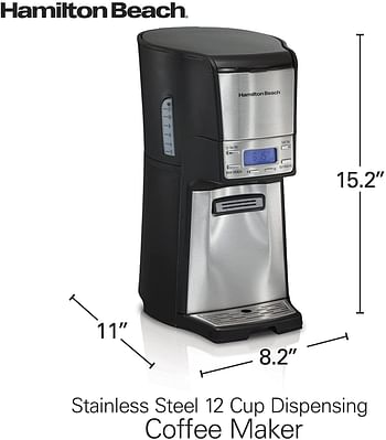 Hamilton Beach Brewstation 12 Cup Dispensing Coffee Maker, Keep Warm, Programe, Auto Shutoff, 110V 60 Hz Usa Plug, Stainless Steel (48465) - Silver