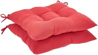 Tufted Outdoor Square Seat Patio Cushion - Pack of 2, Red/2 Count (Pack of 1)/Red