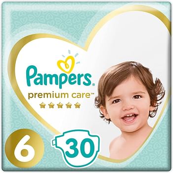 Pampers Premium care Diapers, Size 6, Extra Large, 13+ kg, Jumbo Pack, 30 Count