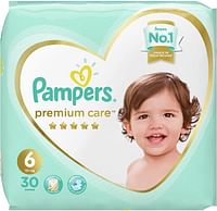 Pampers Premium care Diapers, Size 6, Extra Large, 13+ kg, Jumbo Pack, 30 Count