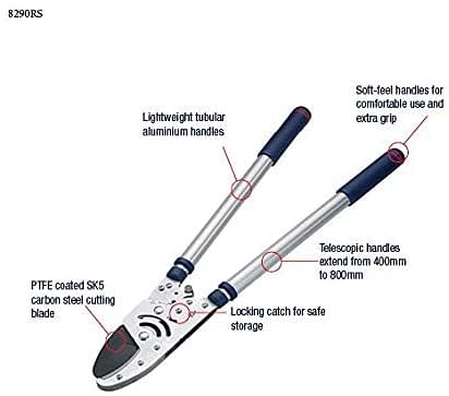 Spear & Jackson 8290RS Razorsharp Advance Heavy Duty Telescopic Ratchet Anvil Lopper, Steel, 1-(Pack)