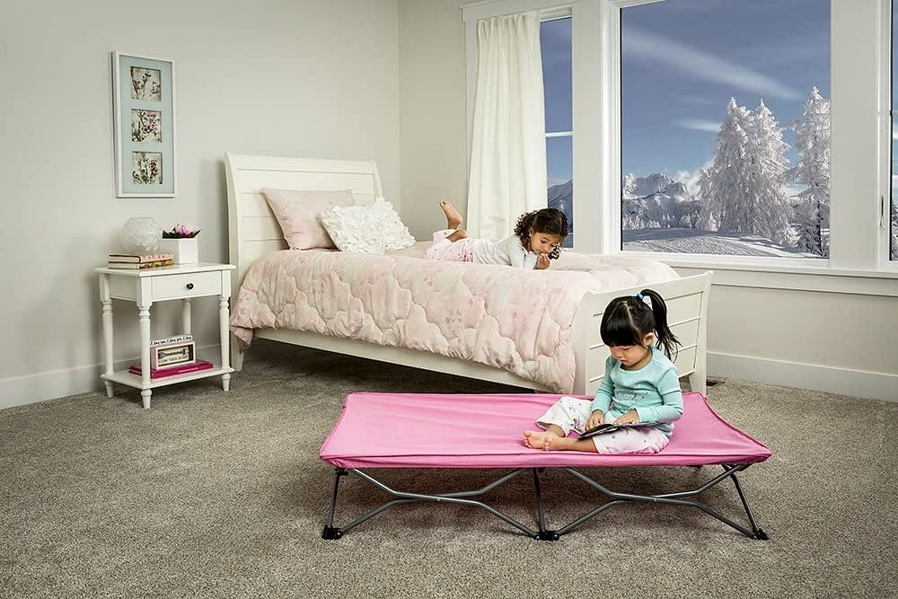 Regalo My Cot Portable Toddler Bed, Includes Fitted Sheet, 122L x 62W x 22H cm Pink