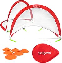 GoSports Pop Up Soccer Goals for Backyard - Set of 2 Nets with Agility Training Cones and Carrying Case (Choice of Style)