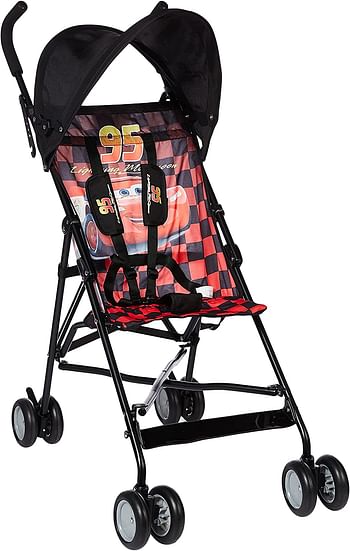 Disney Car Lightning McQueen Lightweight Buggy Stroller - 3-36 Months Rear Breaks, Shoulder Strap - Red,Black