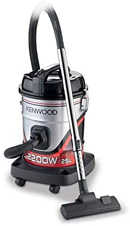 Kenwood 2200W DRUM VACUUM CLEANER, 25 Litre Capacity VDM60.000BR, Black/Red