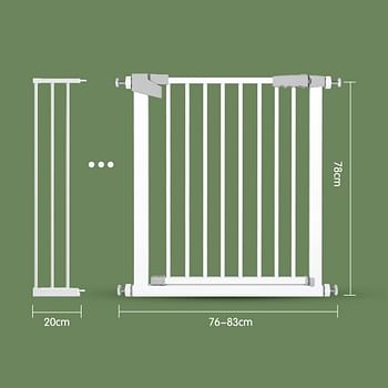 OKBUYNOW Dog Gate Pet Fence Extra Wide Easy Walk Thru Safety Gate with Auto Close for Indoor House Stairs Doorways (76-83 cm), White, safegate