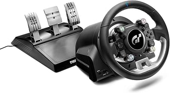 Thrustmaster T-GT II, Racing Wheel with Set of 3 Pedals, PS5, PS4, PC, Real-Time Force Feedback, Brushless 40-Watt Motor, Dual-Belt System, Magnetic Technology, Interchangeable Wheel (PS5) - Black/38 x 52.5 x 31 cm