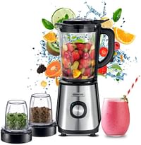 Kenwood 1000W GLASS BLENDER, SMOOTHIE WITH 2MULTI MILL, 2Speed With Pulse function, Ice crush Function, BLM45.720SS, Black& Metal/2Litre capacity
