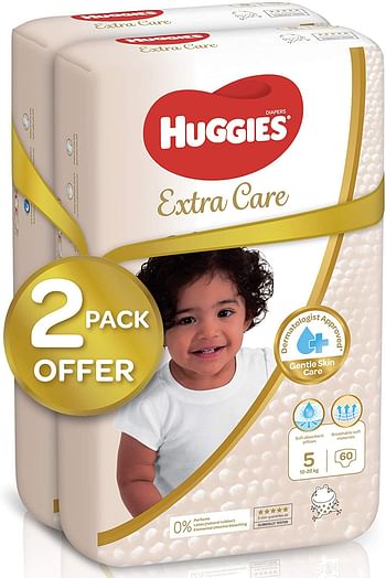 Huggies Extra Care Size 5, Mega Pack, 12-22 kg 120 Diapers 5 Multicolor
