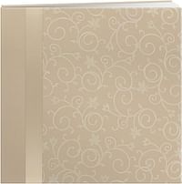 Pioneer MB10SR-W 12-Inch by 12-Inch Scroll Embroidery Fabric Postbound Album with Ribbon/Off white/12 x 12 Inch