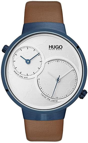 Hugo Boss Men's Silver White Dial Brown Leather Watch - 1530054 - Brown