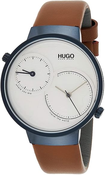 Hugo Boss Men's Silver White Dial Brown Leather Watch - 1530054 - Brown