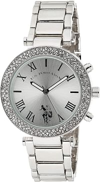 U.S. Polo Assn. Women's Silver Dial Alloy Band Watch - USC40172/Analog/Silver