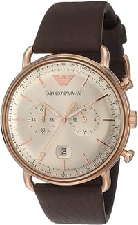 Emporio Armani AR11106  Men's Quartz Watch, Analog Display and Leather Strap - Brown