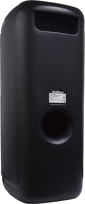 MediaCom MCI 525 Portable Party Speaker with Battery, Bluetooth and 2 Wireless Mics/Black/25 x 24.2 x 58 cm