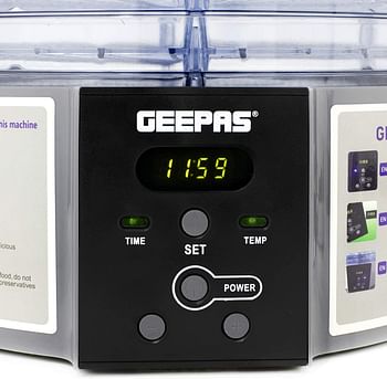 Geepas 520W Digital Food Dehydrator – Food Dryer With 5 Large Trays, Adjustable Temperature & Timer Settings, Ideal For Fruit, Healthy Snacks, Vegetables, Meats & Chili, Bpa-Free -/White/44 x 10 x 24 centimeters