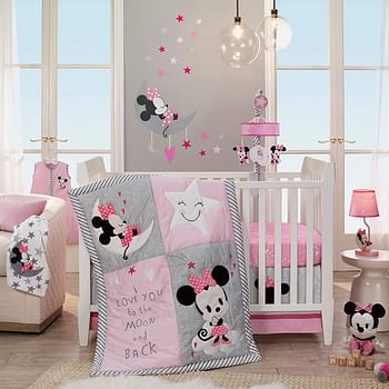 Lambs & Ivy Disney Baby Minnie Mouse Celestial Wall Decals, Pink/Gray/132.6 x 0.1 x 86.1 cm