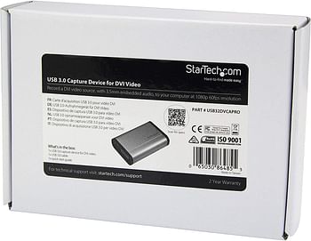 StarTech.com HDMI Video Capture Device - 1080p - 60fps Game Capture Card - USB Video Recorder with HDMI DVI VGA (USB3HDCAP) DVI at 1080p60fs USB32DVCAPRO/DVI/One Size
