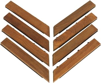 Bare Decor BARE-WF2011 EZ Corner Trim Piece Interlocking Flooring in Solid Teak Wood (Set of 8), Oiled Finish, Brown, 80 Sq Ft