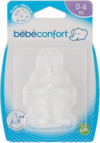 Bebe Confort 30000781 2 Silicone Standard Base S.1 Teats - Clear