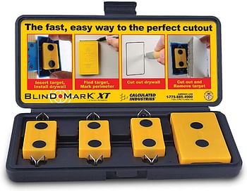Calculated Industries 8105 Blind Mark Drywall Electrical Box Locator Tool – Powerful Rare-Earth Magnetic Targets (3) and Locator Kit, Yellow