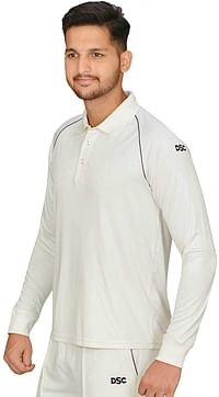 DSC Atmos Full Sleeve Polyester Cricket T-Shirt Small (White/Navy)