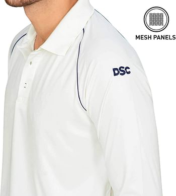 DSC Atmos Full Sleeve Polyester Cricket T-Shirt Small (White/Navy)