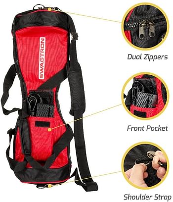 Swagtron Hands-Free Smart Board Backpack Strap Carry Bag - for T1 and T5, and Most Other Hoverboards/Red/One size