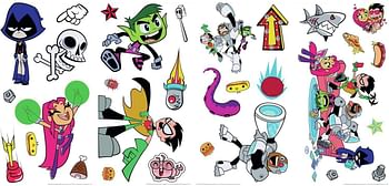 RoomMates Teen Titans Go Peel and Stick Wall Decals /Red, Pink, Blue/30 wall decals
