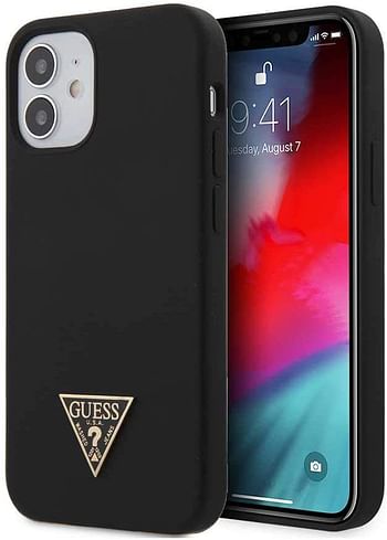 Guess Liquid Silicone Case w/Metal Logo for iPhone 12 Mini 5.4 inch  Black