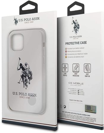 CG Mobile U.S.Polo Assn.Liquid Silicone Hard Case DH Logo, Anti-Scratch, Shock-Absorption & Drop Protection Cover for Apple iPhone Officially Licensed/White/12 Mini (5.4")