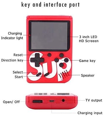 SUP Game Box Plus 400 in 1 Retro Games UPGRADED mini Portable Console Handheld Gift By PRIME TECH ™ (Red)