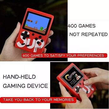 SUP Game Box Plus 400 in 1 Retro Games UPGRADED mini Portable Console Handheld Gift By PRIME TECH ™ (Red)