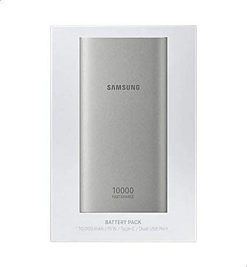 Samsung EB-P1100 Dual Port Powerbank, 10000 mAh - Silver - (Pack of 1)/10000 Milliamp Hours/Silver