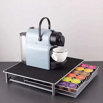 Coffee Pod Holder And Coffee Machine Stand Anti Vibration Non Slip Surface Mesh Drawer Rack For 36Pcs Dolce Gusto, Nespresso Espresso, K-Cup Capsules, Sky-Touch, Multi Color/34.2 x 33.2 x 7 cm