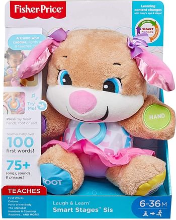 ​Fisher-Price Laugh & Learn Smart Stages Sis - plush toy with music, lights and learning content for infants and toddlers FPP51