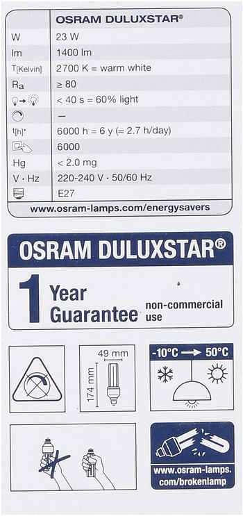 Energy Saving Lamp T4 23W/827/E-27 Warm DuluxStar 4050300796109 Osram