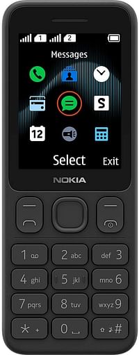 Nokia 125 2.4-inch SIM-free classic phone with Micro-USB charging and long-lasting battery (dual SIM), ergonomic keys, FM radio and Snake Xenzia/One Size/Black