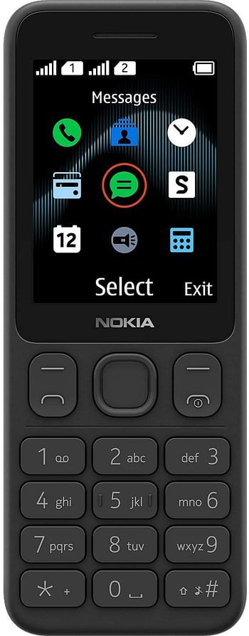 Nokia 125 2.4-inch SIM-free classic phone with Micro-USB charging and long-lasting battery (dual SIM), ergonomic keys, FM radio and Snake Xenzia/One Size/Black