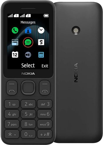 Nokia 125 2.4-inch SIM-free classic phone with Micro-USB charging and long-lasting battery (dual SIM), ergonomic keys, FM radio and Snake Xenzia/One Size/Black