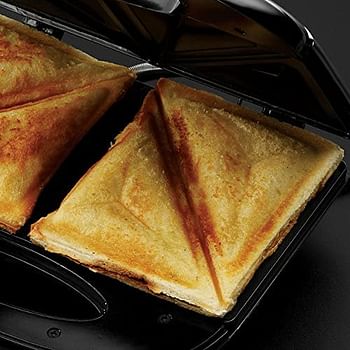 Russell Hobbs 24540 3-in-1 Sandwich, Panini & Waffle Maker - Deep Fill, Non-Stick, 750W, Indicator Lights, Dishwasher Safe - Black