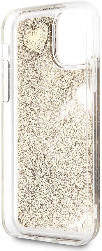 GUESS GUHCN58GLHFLGO Liquid Glitter with Heart Hard Case for iPhone 2019 (5.8) Gold - (Pack of1) /one Size
