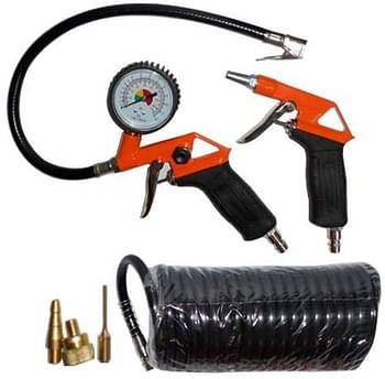 Air Tools Kit 6 pcs (Air Gun, Inflating Gun, 3 Nozzles, 5m Spiral Hose) BD-KIT-6 Black + Decker/One Size/Multicolour