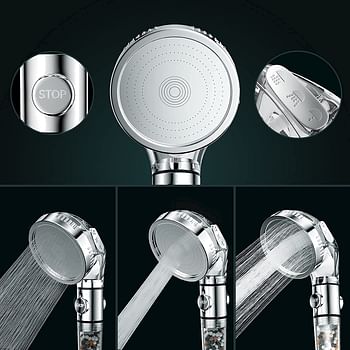 Sky Touch High Pressure Filtered Shower Head For Hard Water And Filtering Impurities, Hand Held Shower Head With Filter Balls, Shower Hose, Holder And Ptfe Tape For Dry Skin And Body Spa/Silver/One Size