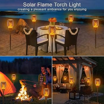 4pcs 96 LED Waterproof Solar Light Flickering Flame Solar Torch Light Garden Lamp Outdoor Landscape Decoration Garden Lawn Light