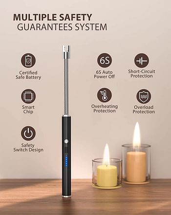 SKY-TOUCH Arc Lighter Flameless Electronic Lighter with LED Battery Indicator Rechargeable USB Lighter Wind & Weatherproof Lighter for Kitchen Barbecue Candles Fireworks Gas Stove