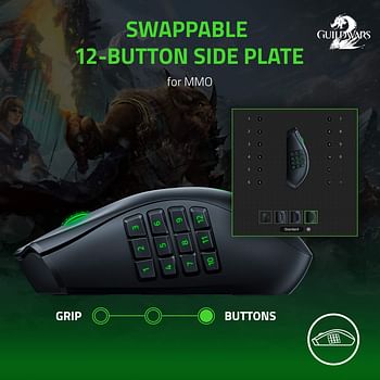 Razer Naga Pro Wireless Gaming Mouse with Interchangeable Side Plate, 20K DPI Optical Sensor Fastest Gaming Mouse Switch - Chroma RGB - RZ01-03420100-R3G1