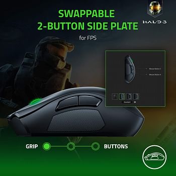 Razer Naga Pro Wireless Gaming Mouse with Interchangeable Side Plate, 20K DPI Optical Sensor Fastest Gaming Mouse Switch - Chroma RGB - RZ01-03420100-R3G1