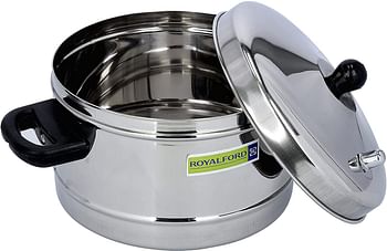 Royalford Stainless Steel Idly Cooker 4L 4 Racks 16 Idlis, Induction Compatible & Dishwasher Safe, Food Grade Material Heat Resistant Handle & Steam Vent RF9977