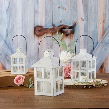 Kate Aspen 7.5 Inch White Vintage Distressed Rustic Candle Holder Decorative Lantern, Wedding Decoration, Centerpiece, Home Décor/Vintage White Distressed Lantern Large/White